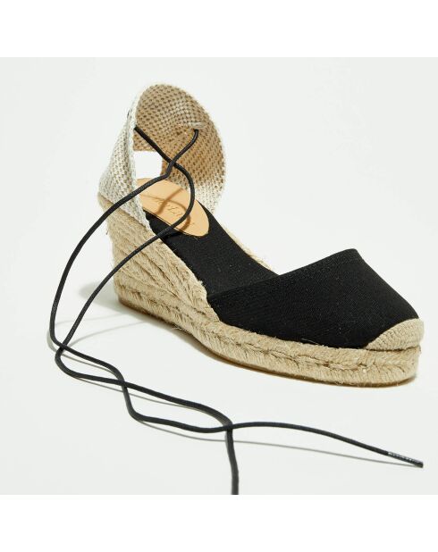 Espadrilles compensées en Textile noires - Talon 5 cm