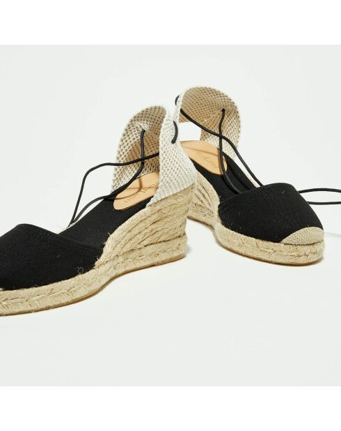 Espadrilles compensées en Textile noires - Talon 5 cm