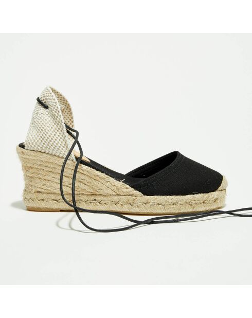 Espadrilles compensées en Textile noires - Talon 5 cm