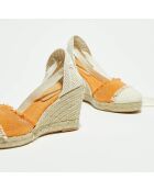 Espadrilles compensées en Textile safran - Talon 7.5 cm