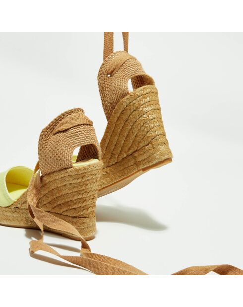 Espadrilles aus Leinentextil mit Keilabsatz — 10 cm Absatz