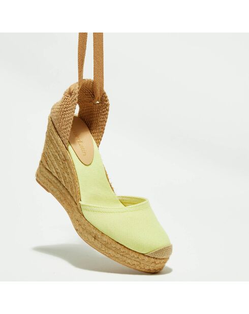 Espadrilles aus Leinentextil mit Keilabsatz — 10 cm Absatz