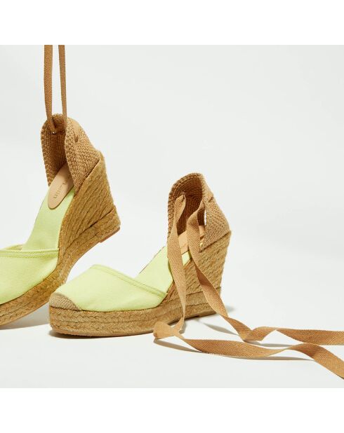 Espadrilles aus Leinentextil mit Keilabsatz — 10 cm Absatz