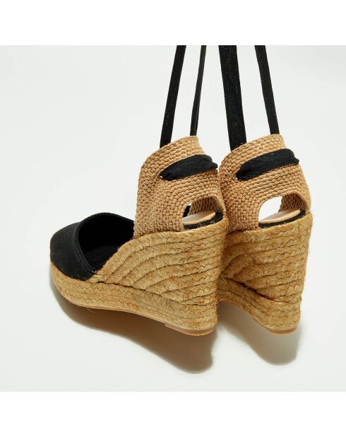 Espadrilles compensées en Textile noires - Talon 10 cm