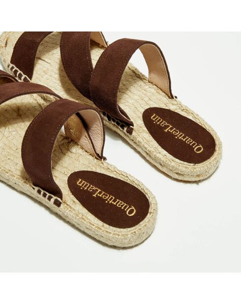 Bruine fluwelen leren muiltjes