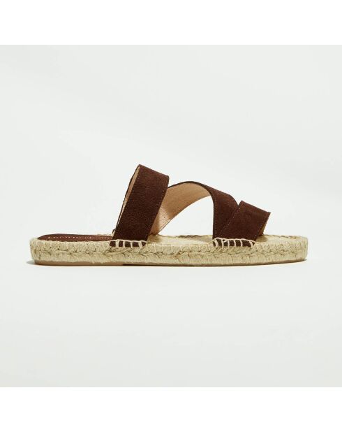 Bruine fluwelen leren muiltjes