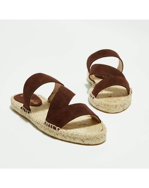 Bruine fluwelen leren muiltjes