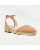 Espadrilles en Velours de Cuir pêche