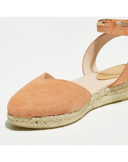 Espadrilles en Velours de Cuir pêche