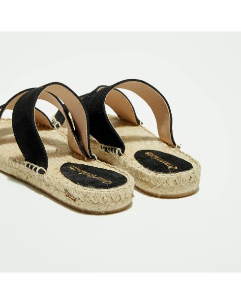 Zwarte fluwelen leren muiltjes