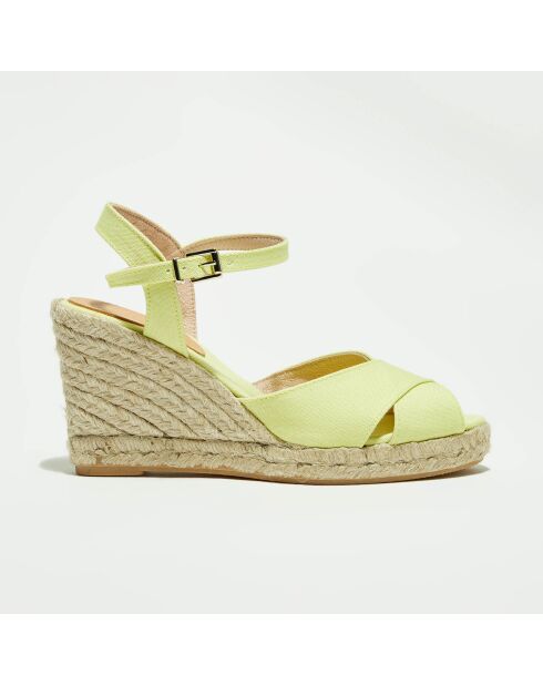 Gelbe Sandalen mit Keilabsatz - 7,5 cm Absatz