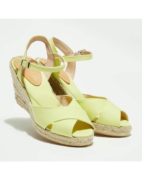 Gelbe Sandalen mit Keilabsatz - 7,5 cm Absatz