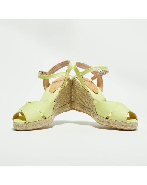 Gelbe Sandalen mit Keilabsatz - 7,5 cm Absatz