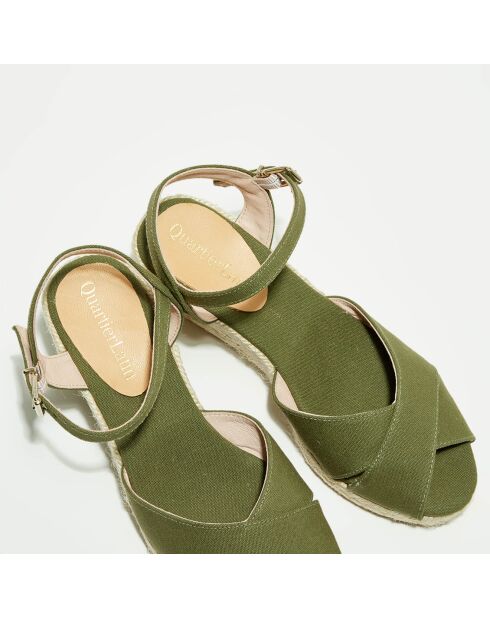 Keilsandalen in Khaki - 5 cm Absatz