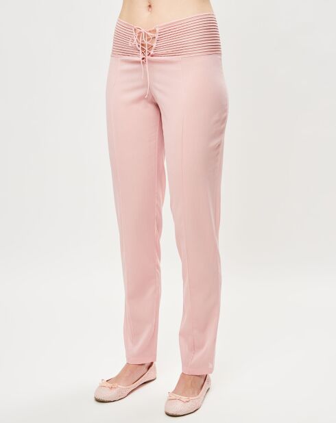 Pantalon en Soie mélangée Garnet rose