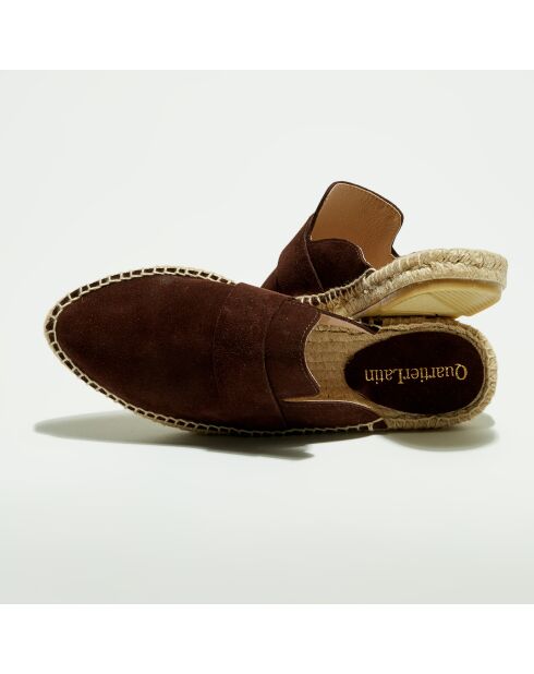 Bruine fluwelen leren muiltjes