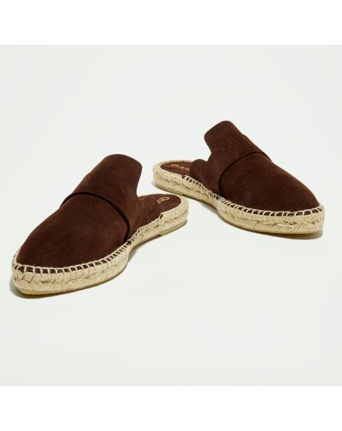 Bruine fluwelen leren muiltjes