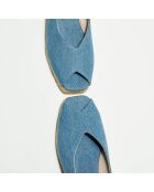 Slingbacks compensées en Textile bleu ciel