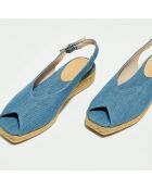 Slingbacks compensées en Textile bleu ciel