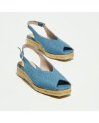 Slingbacks compensées en Textile bleu ciel