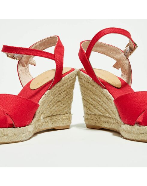 Rote Sandalen mit Keilabsatz - 7,5 cm Absatz