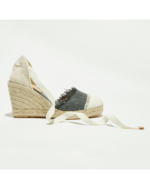 Espadrilles compensées en Textile grises - Talon 8.5 cm