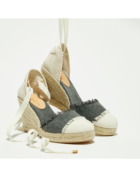 Espadrilles compensées en Textile grises - Talon 8.5 cm
