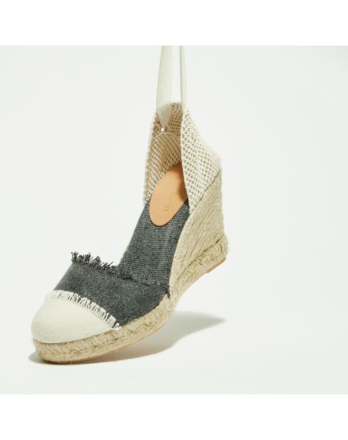 Espadrilles compensées en Textile grises - Talon 8.5 cm