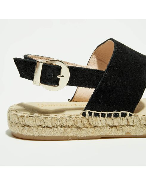 Sandalen van zwart fluweel van leer