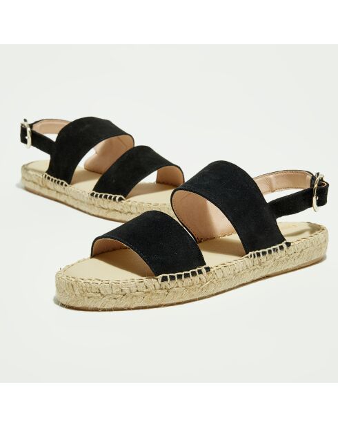 Sandalen van zwart fluweel van leer