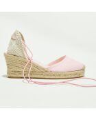 Espadrilles compensées en Textile roses - Talon 5 cm