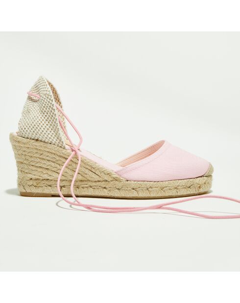 Espadrilles compensées en Textile roses - Talon 5 cm