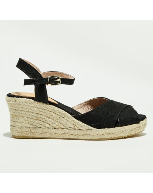 Sandalias con cuña negras - tacón de 5 cm