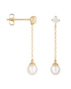 Boucles d'oreilles Moana Pearl et Zircon or jaune