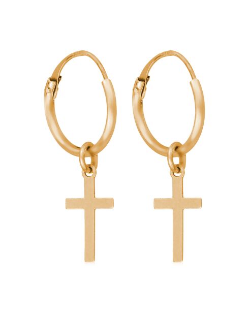 Boucles d'oreilles Croix or jaune