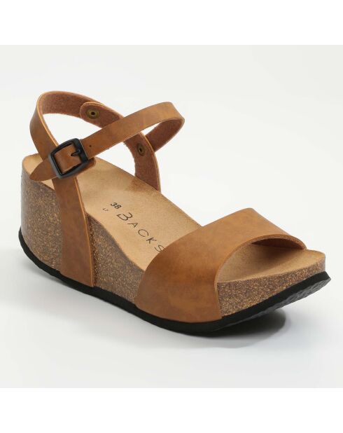 Sandales en Cuir Hong Kong camel  - Talon 7 cm