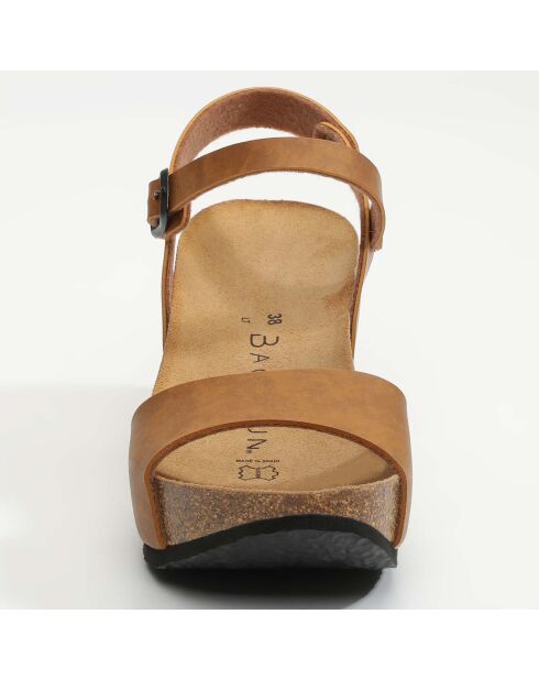 Sandales en Cuir Hong Kong camel  - Talon 7 cm