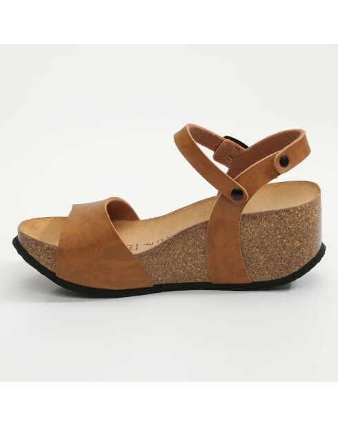 Sandales en Cuir Hong Kong camel  - Talon 7 cm
