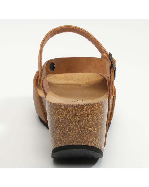 Sandales en Cuir Hong Kong camel  - Talon 7 cm