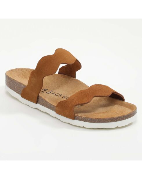 Mules en Velours de Cuir Sechura camel
