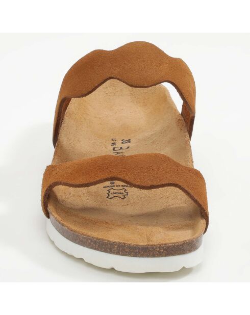 Mules en Velours de Cuir Sechura camel
