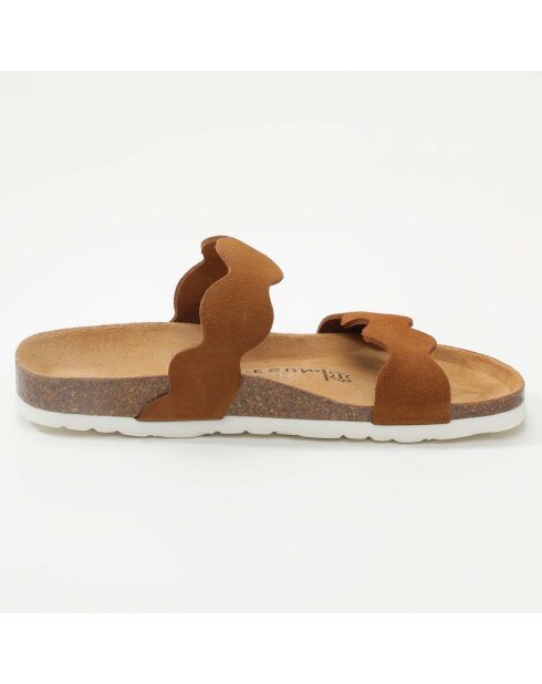 Mules en Velours de Cuir Sechura camel