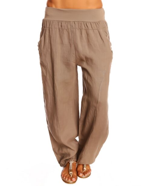 Pantalon 100% Lin Alina taupe