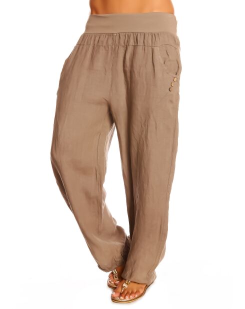 Pantalon 100% Lin Alina taupe