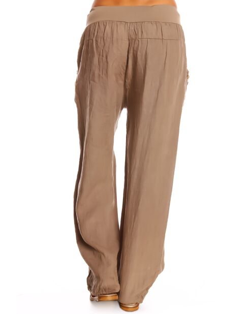 Pantalon 100% Lin Alina taupe