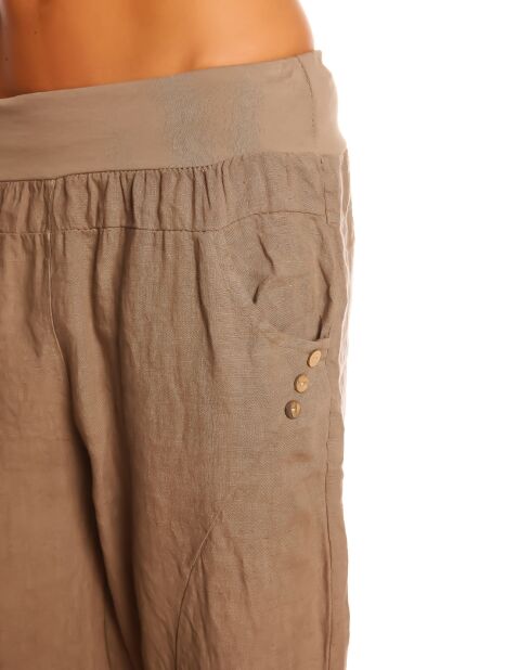 Pantalon 100% Lin Alina taupe