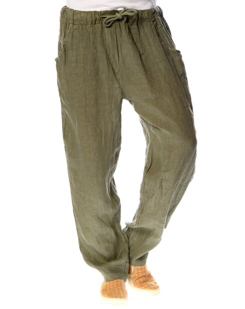 Pantalon 100% Lin Camelia kaki