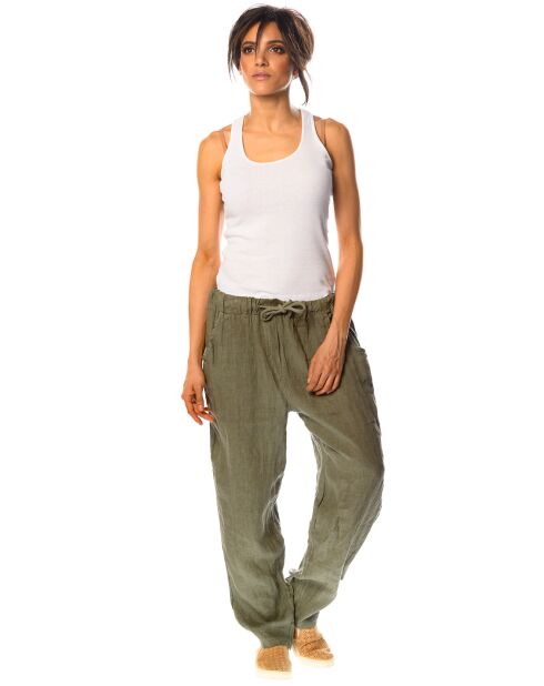 Pantalon 100% Lin Camelia kaki
