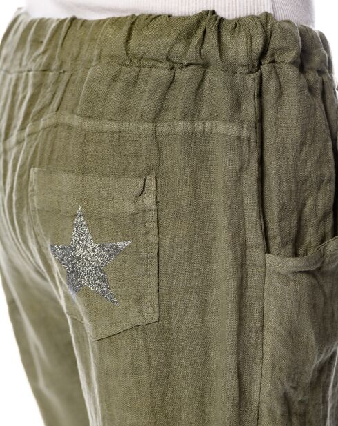 Pantalon 100% Lin Camelia kaki
