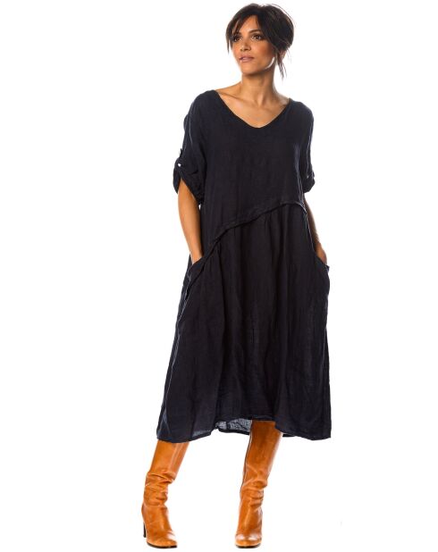 Robe 100% Lin Garance marine